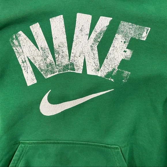 Nike Sweater Adult L Pullover Green Swoosh Spell Out Hoodie Sweatshirt Mens - Picture 4 of 13